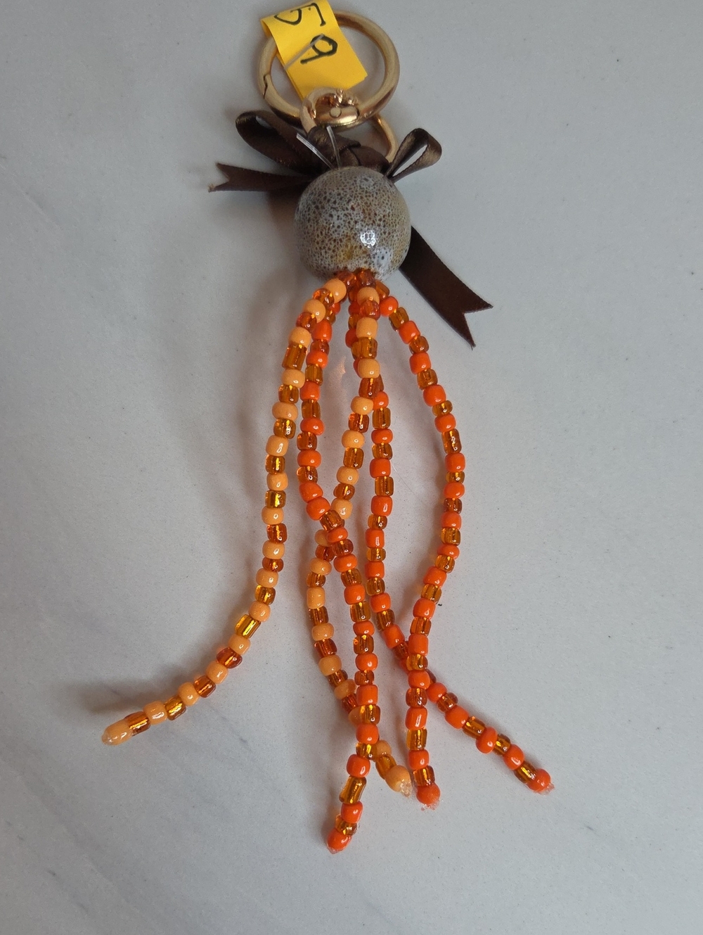 59 - Orange Beaded Tassel Bag Charm - Women Accessories